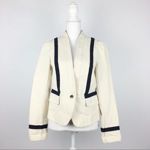 Ann Taylor LOFT One Button Off white and navy Jacket